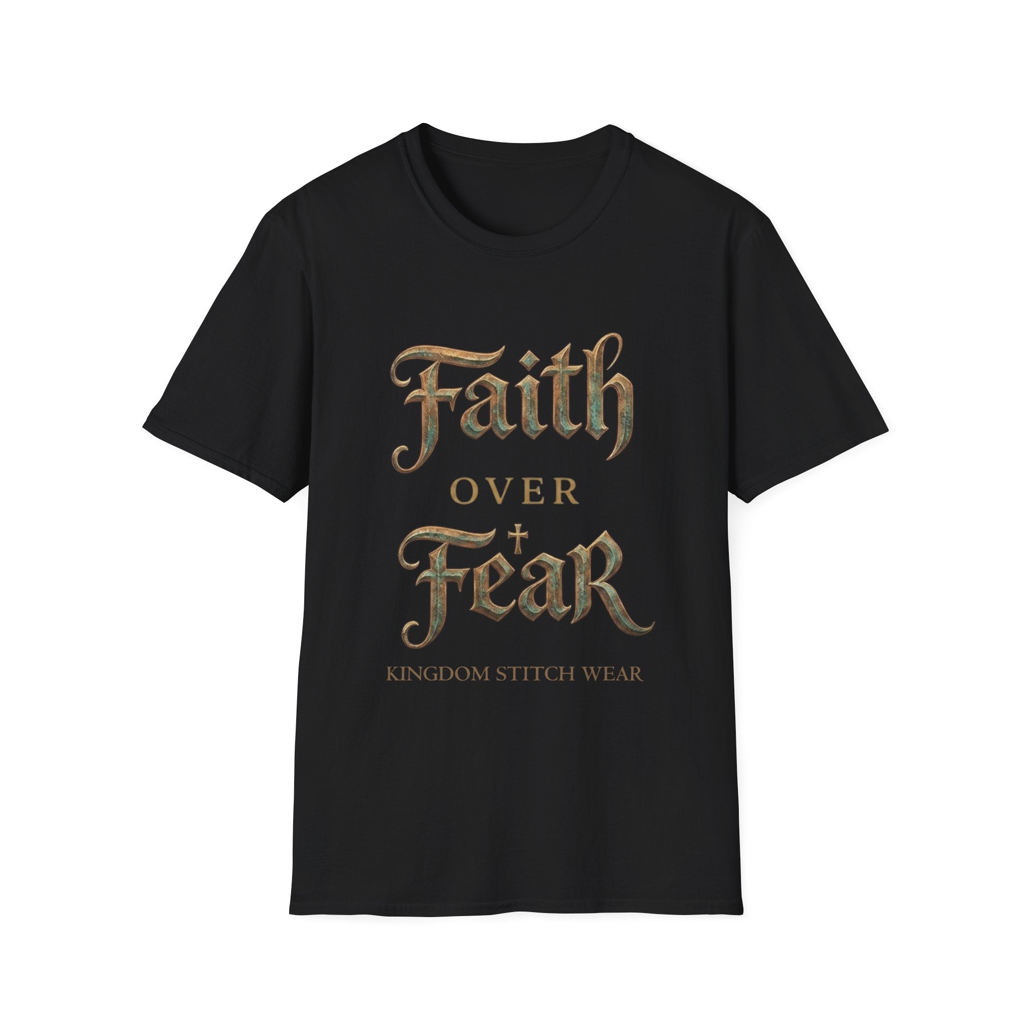 Faith Over Fear Tee | Vintage Gothic Script | Kingdom Stitch Wear