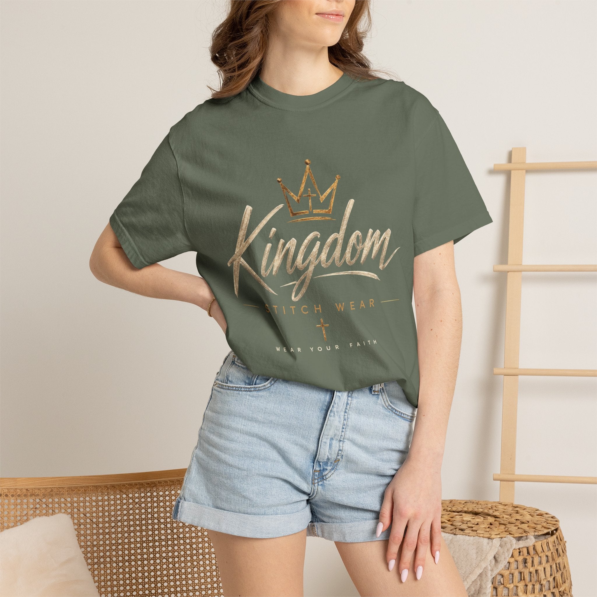 Kingdom Stitch Wear Signature Logo Tee | Wear Your Faith | Garment-Dyed Comfort Colors Christian Apparel | Kingdom Stitch Wear