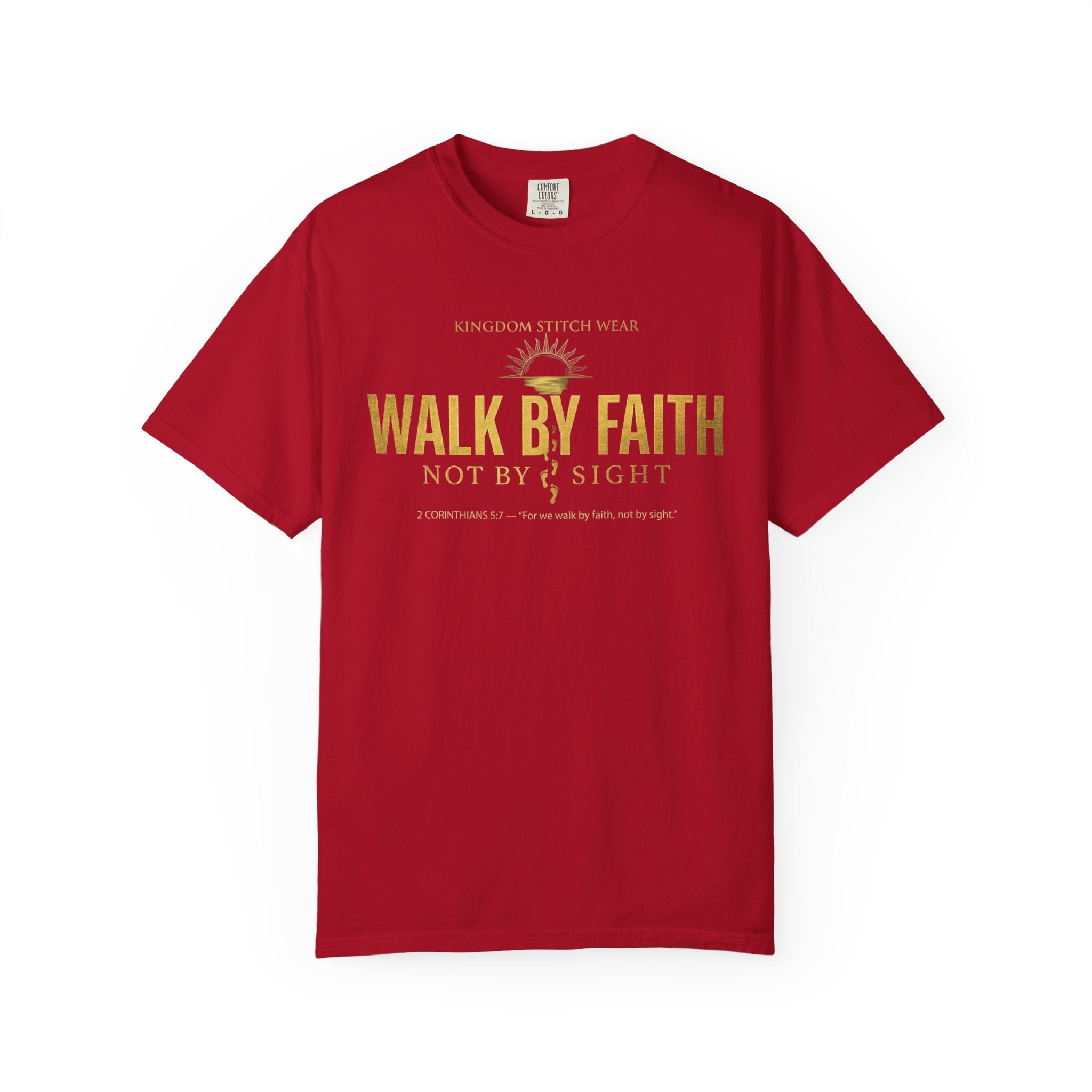 Walk By Faith Comfort Colors Tee | Garment-Dyed Christian Apparel | Kingdom Stitch Wear