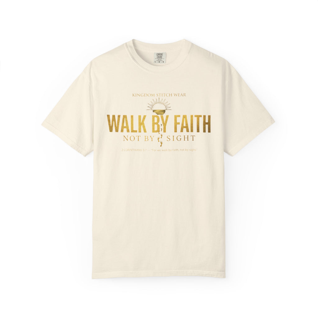 Walk By Faith Comfort Colors Tee | Garment-Dyed Christian Apparel | Kingdom Stitch Wear