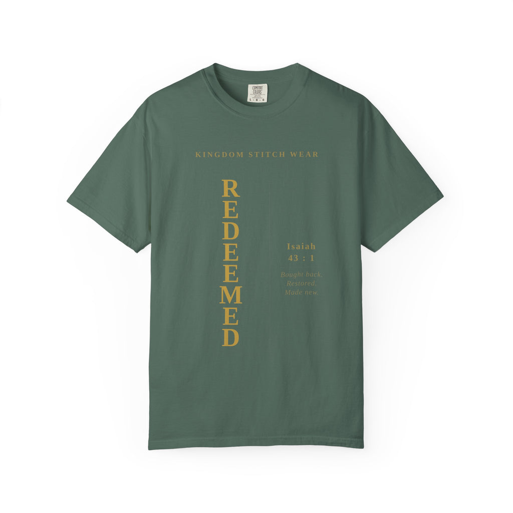 Redeemed Tee | Isaiah 43:1 | Garment-Dyed Comfort Colors Christian Apparel | Kingdom Stitch Wear