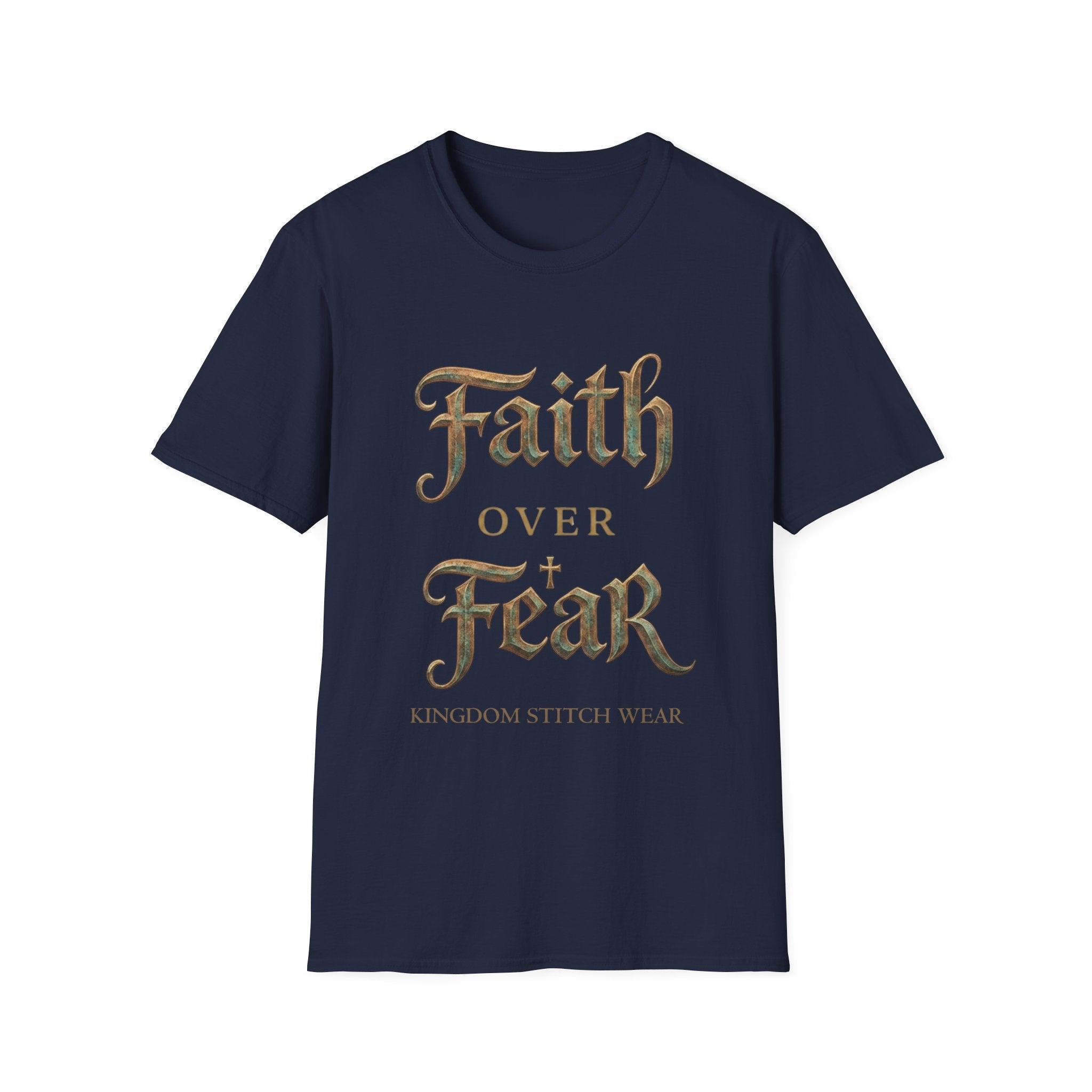 Faith Over Fear Tee | Vintage Gothic Script | Kingdom Stitch Wear