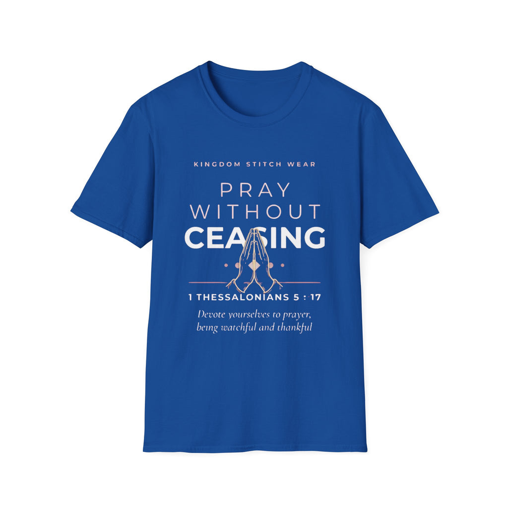 Pray Without Ceasing Tee | Praying Hands | Faith-Based Streetwear | Kingdom Stitch Wear