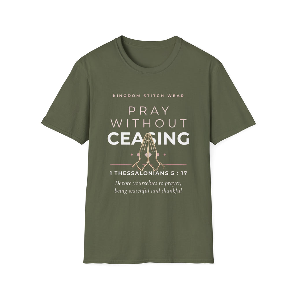 Pray Without Ceasing Tee | Praying Hands | Faith-Based Streetwear | Kingdom Stitch Wear
