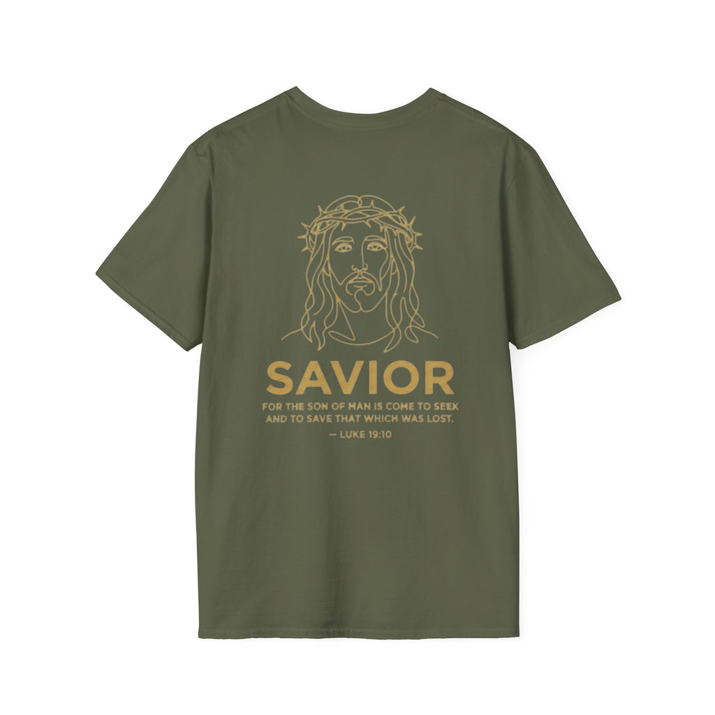 Savior Tee | Jesus Line Art On Back |logo in front left chest| Faith-Based Streetwear | Kingdom Stitch Wear