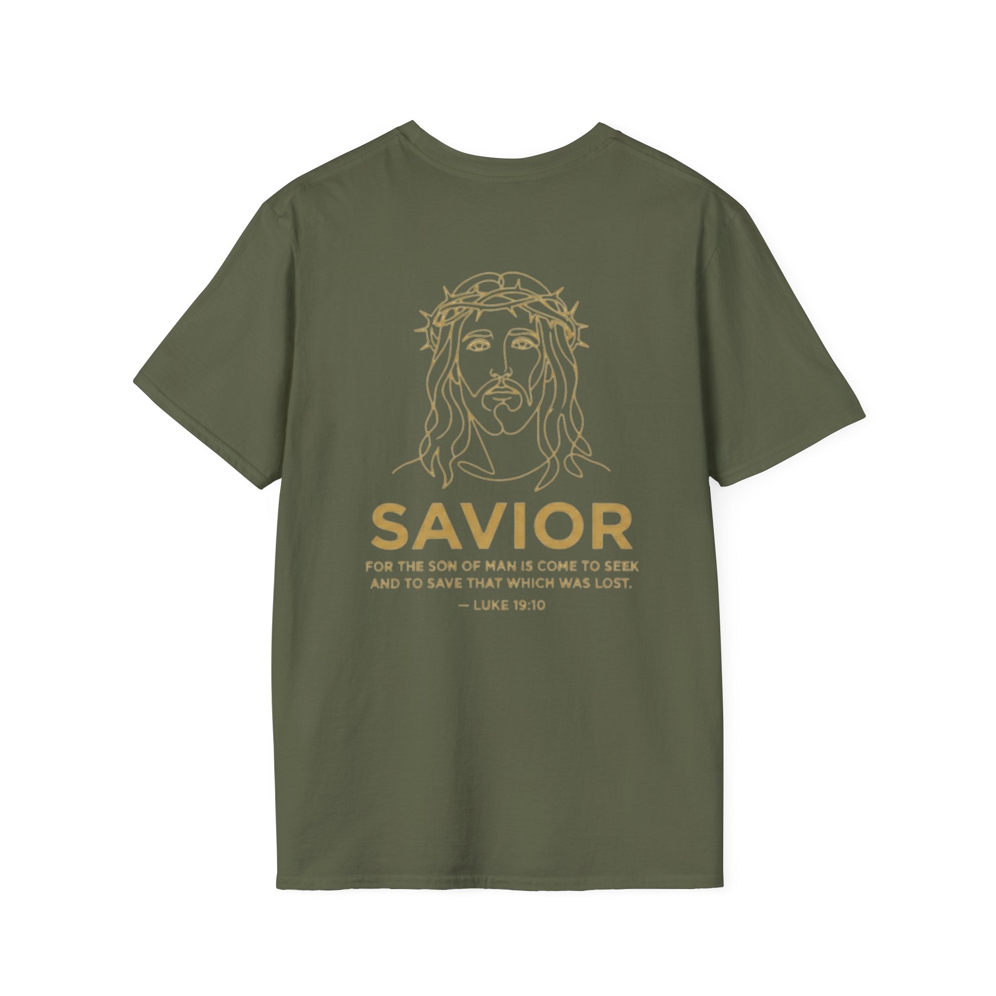 Savior Tee | Jesus Line Art On Back |logo in front left chest| Faith-Based Streetwear | Kingdom Stitch Wear
