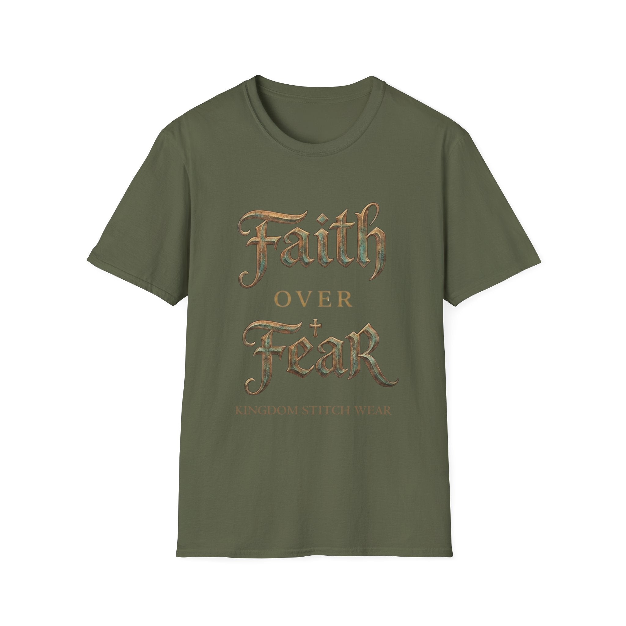 Faith Over Fear Tee | Vintage Gothic Script | Kingdom Stitch Wear