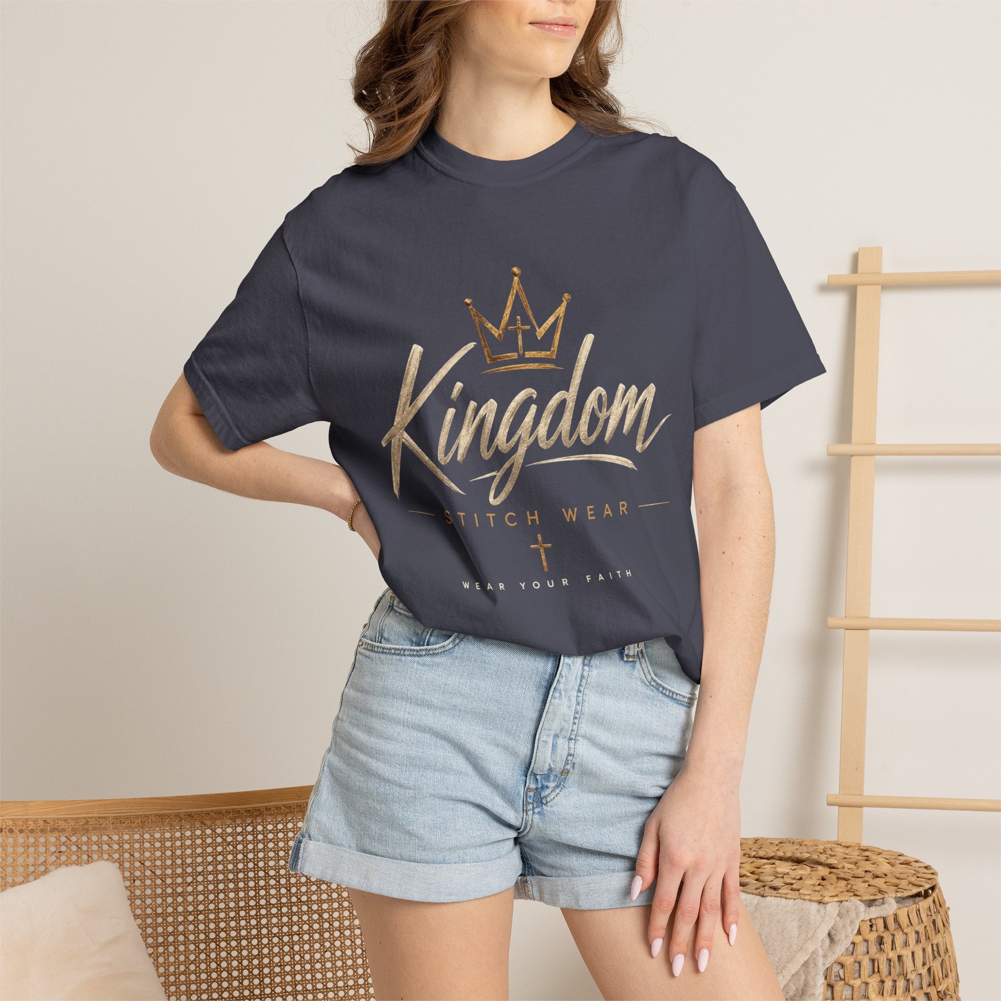 Kingdom Stitch Wear Signature Logo Tee | Wear Your Faith | Garment-Dyed Comfort Colors Christian Apparel | Kingdom Stitch Wear