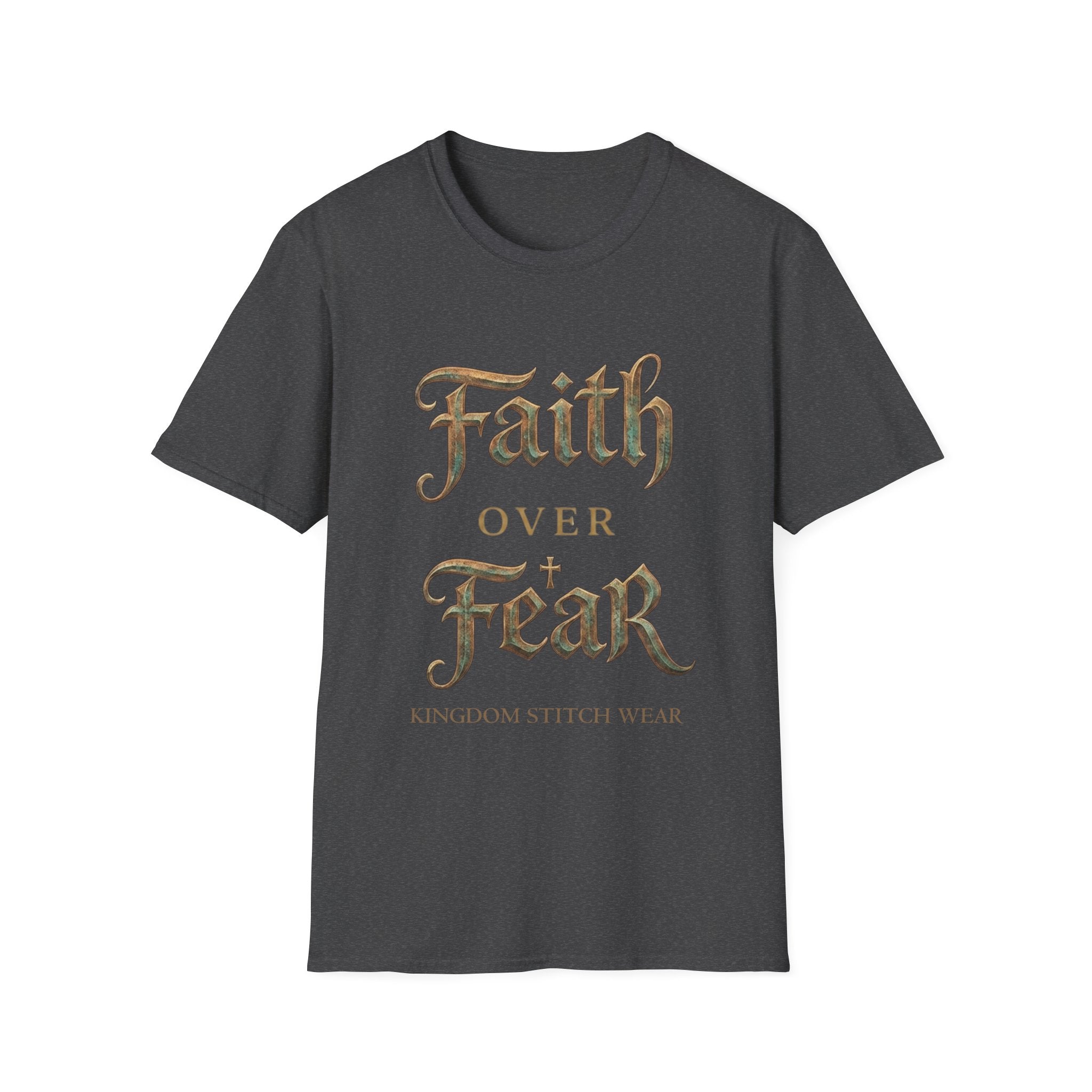 Faith Over Fear Tee | Vintage Gothic Script | Kingdom Stitch Wear
