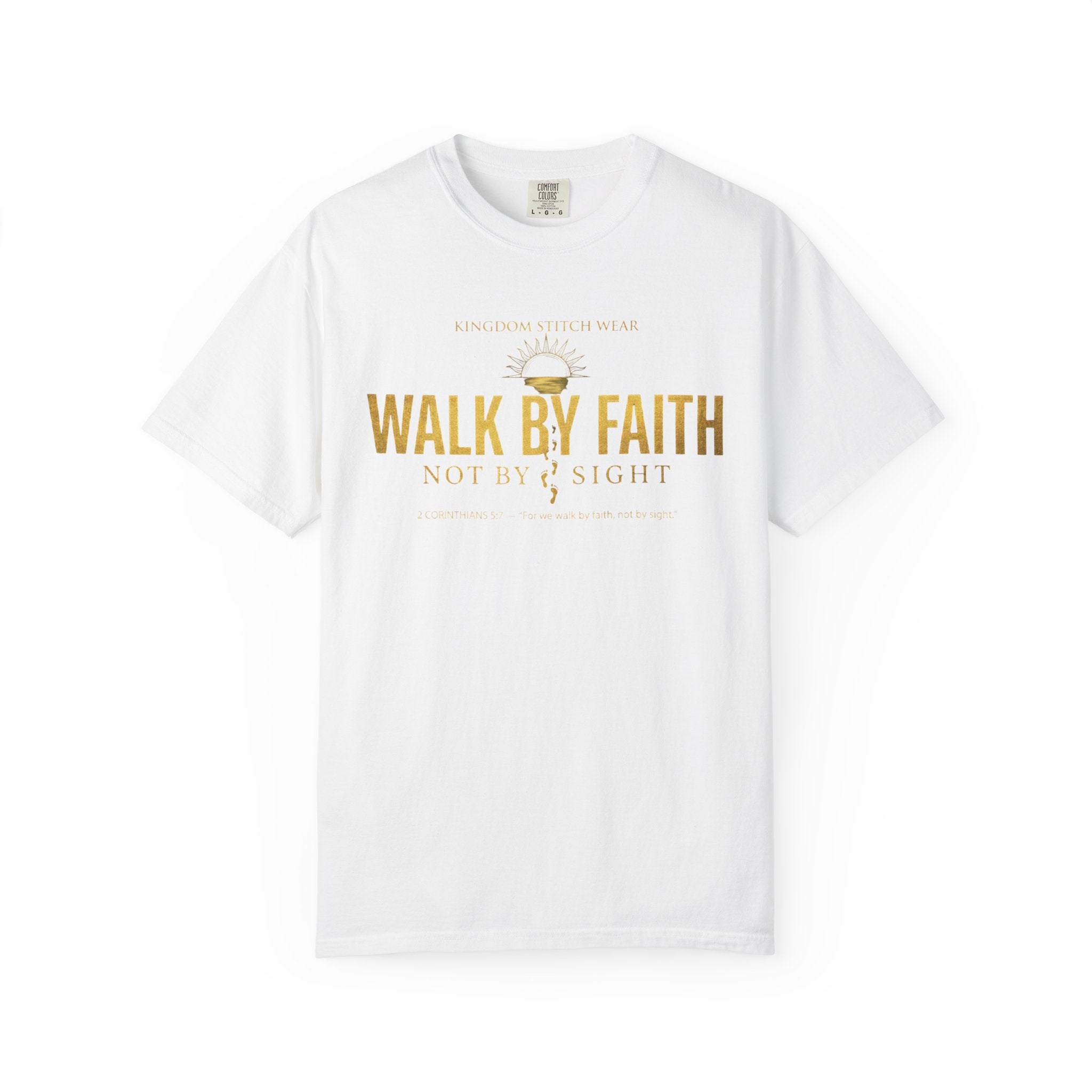Walk By Faith Comfort Colors Tee | Garment-Dyed Christian Apparel | Kingdom Stitch Wear
