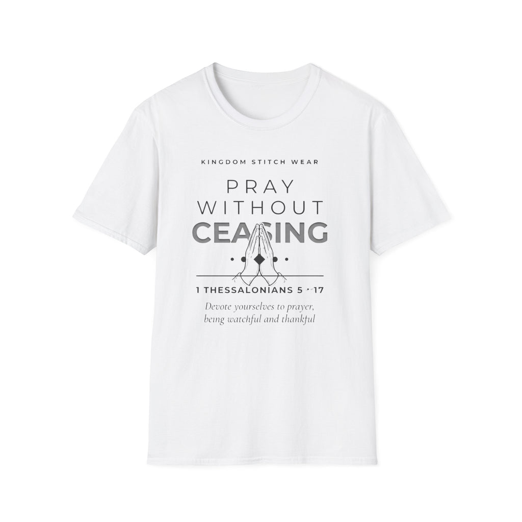 Pray Without Ceasing Tee | Praying Hands | Faith-Based Streetwear | Kingdom Stitch Wear