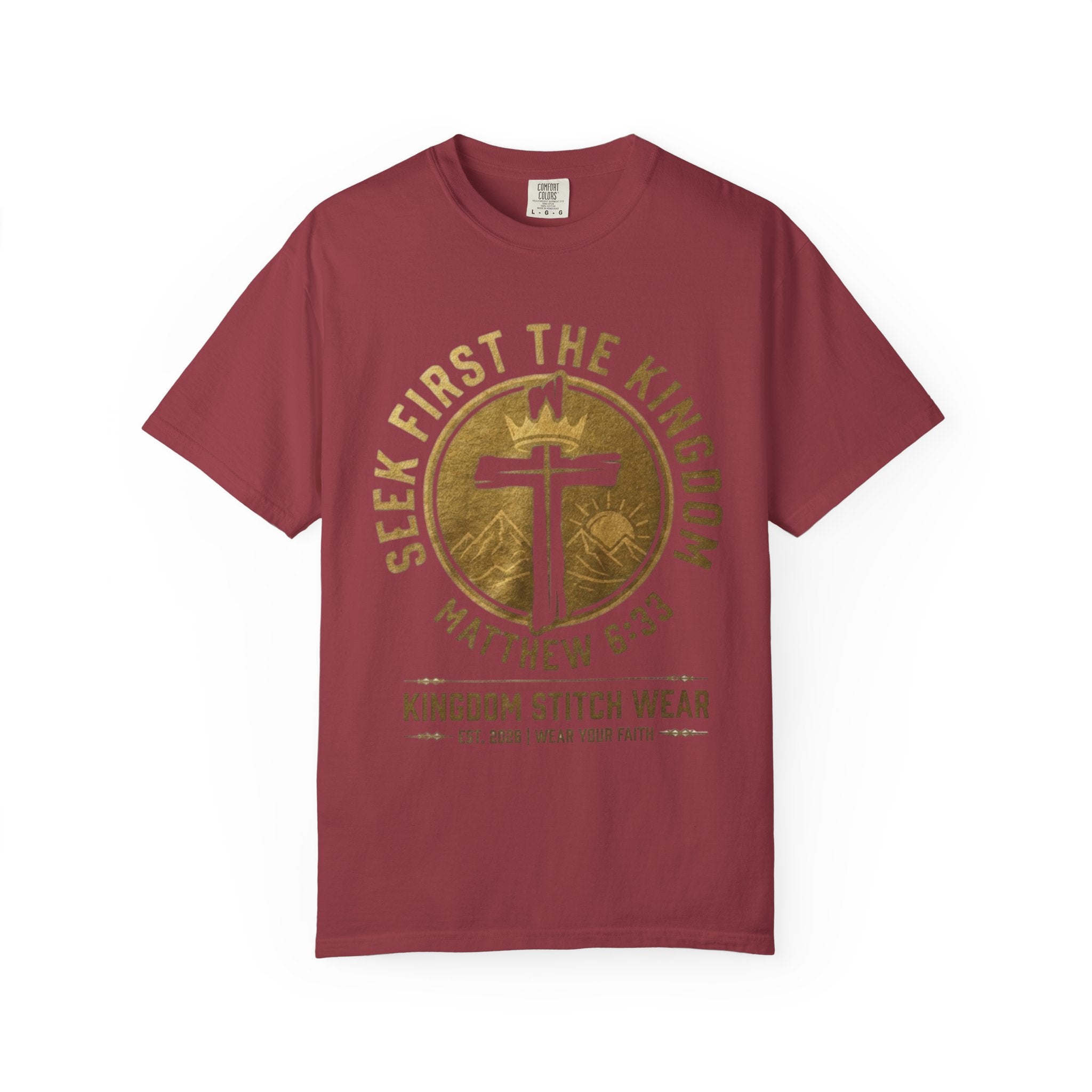 Seek First The Kingdom Tee | Matthew 6:33 | Garment-Dyed Comfort Colors Christian Apparel | Kingdom Stitch Wear